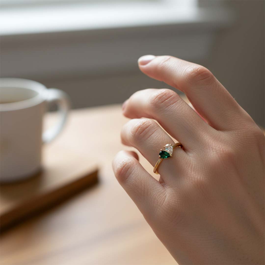Mother & Daughter Customized Birthstones Heart Ring
