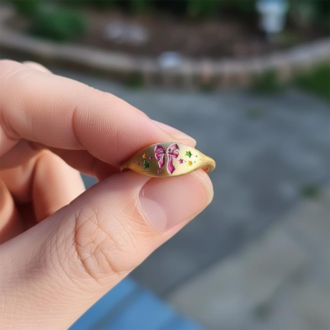 Breast Cancer Awareness-Pink Ribbon Print Ring