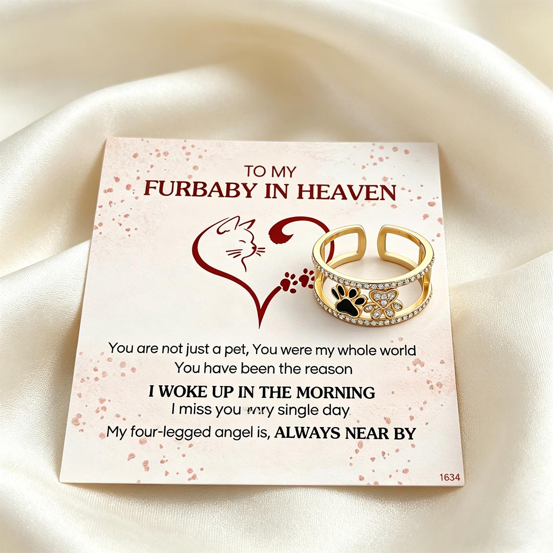 For Memorial-Black Claw Print Double-Bar Open Ring