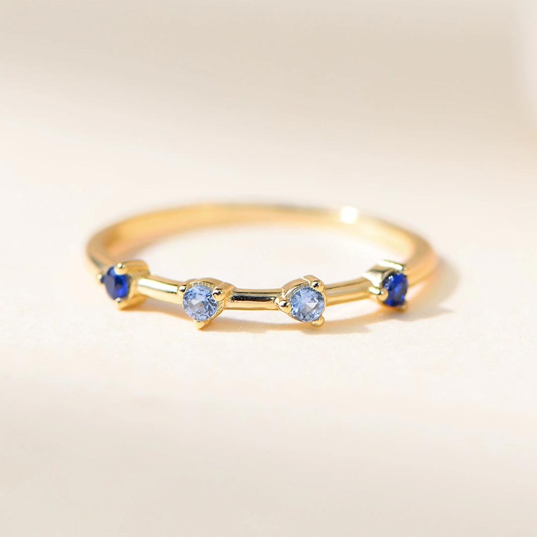 ALS Awareness-Four Gradient Blue Gemstone Ring