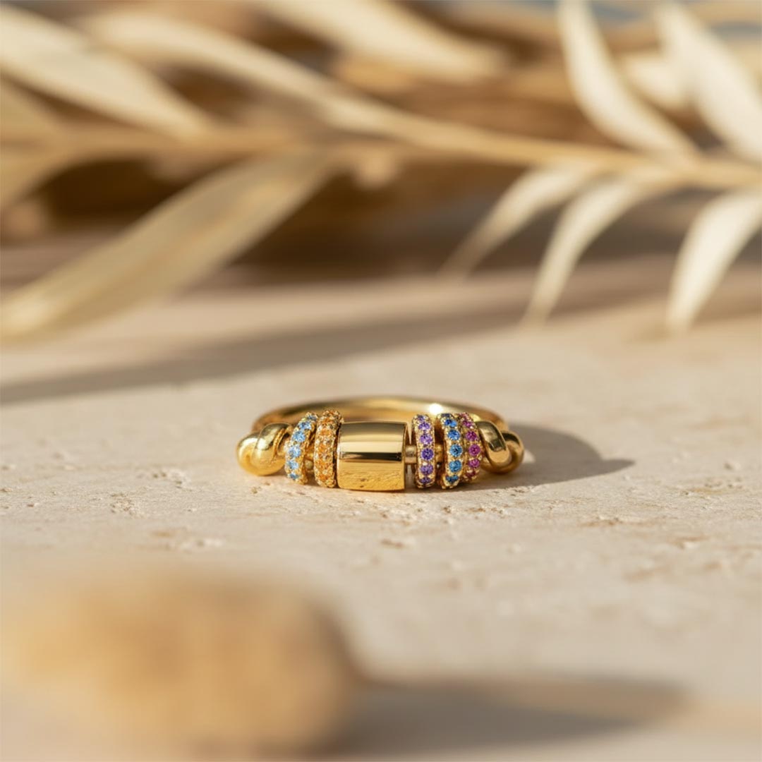Mental Health-Colorful Bead Spinner Ring