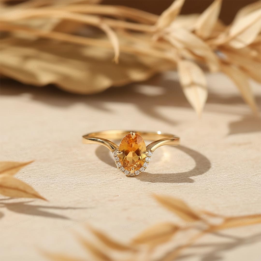 Multiple Sclerosis Awareness -Orange Half-Round Diamond Ring