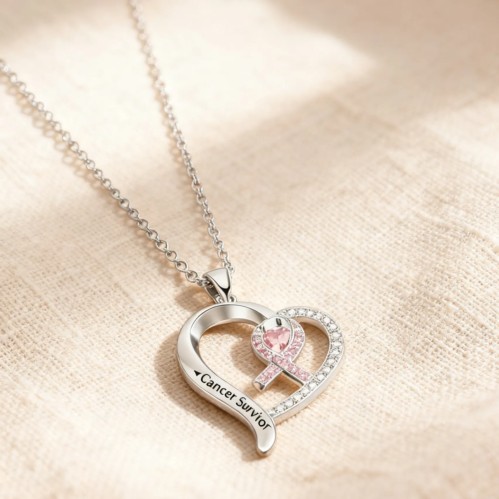 Breast Cancer Awareness Rhinestone Necklace