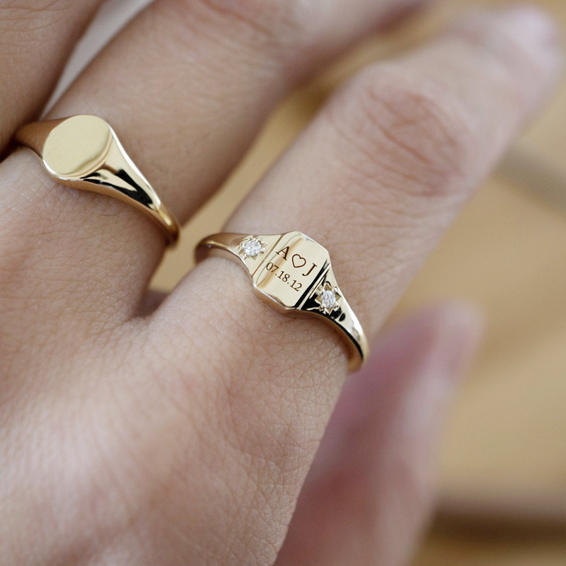 For Love - S925 Initial Date Custom Ring