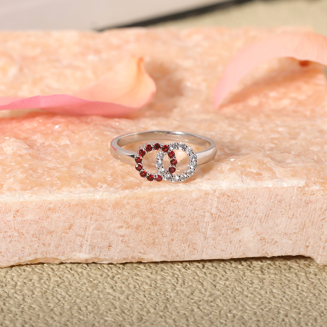 S925 Custom Birthstones Interlocking Diamond Ring