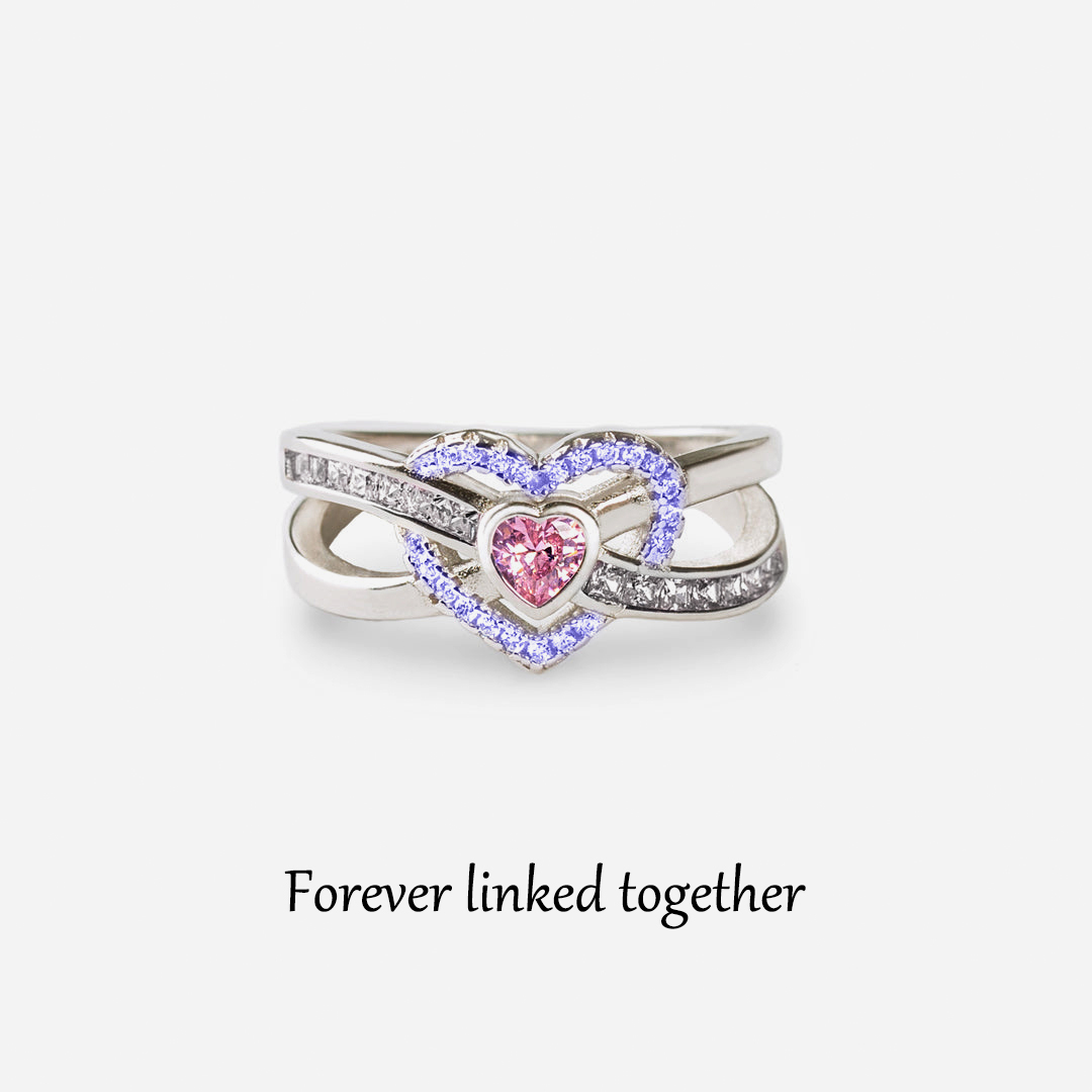 S925 Mother & Daughter Forever Linked Together Custom Infinite Love Diamond Ring