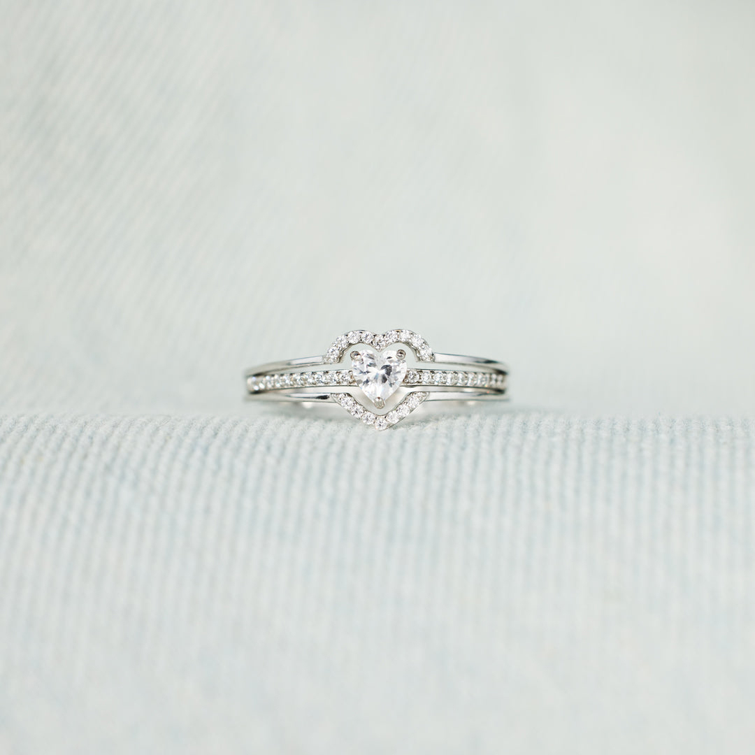 For Granddaughter - S925 Always Keep Me In Your Heart, For You Are Always In Mine Layered Heart Ring