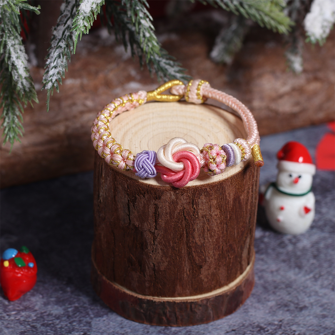 For Granddaughter - A LINK THAT CAN NEVER BE UNDONE Peach Blossom Knot Bracelet