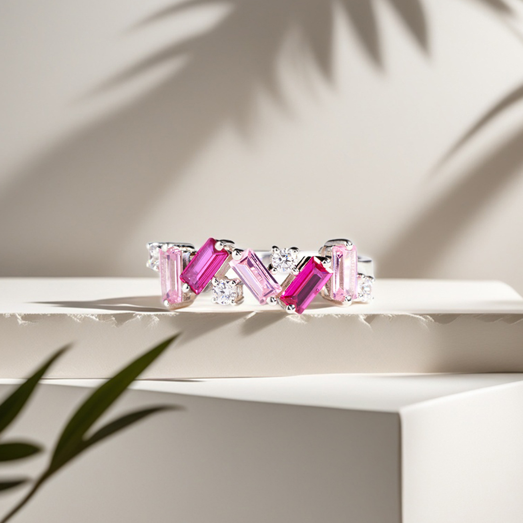 I Wear Pink For My Mother Sparkle Diamond Ring