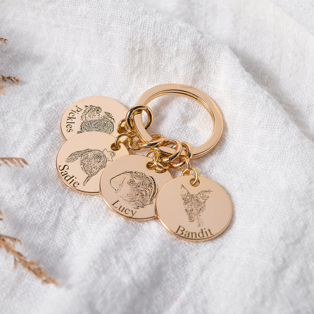 Custom Pet Face Portrait Keychain