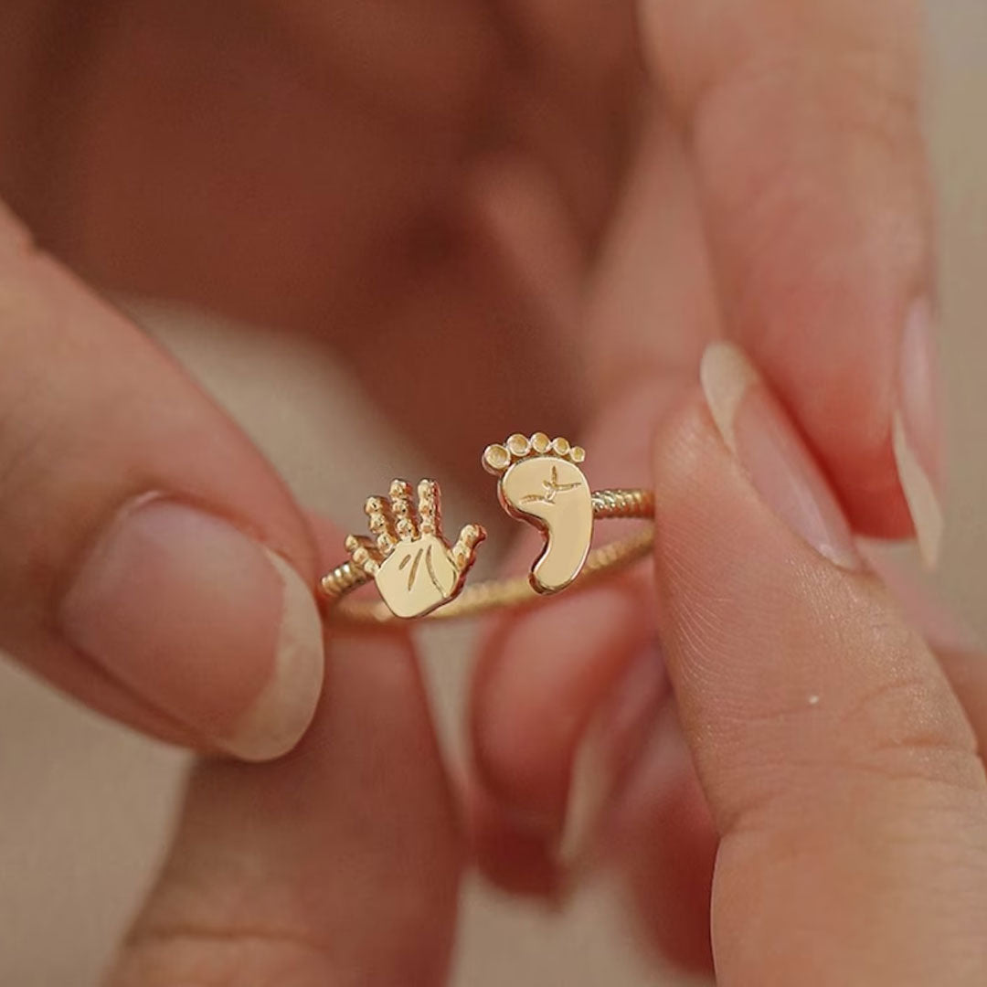 For Memorial - S925 Mama Of An Angel Palm And Sole Ring
