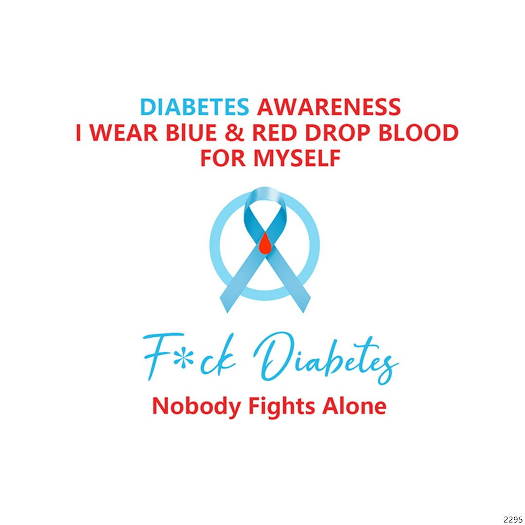 Fuck Diabetes Nobody Fights Alone Red And Blue Diamond Ring