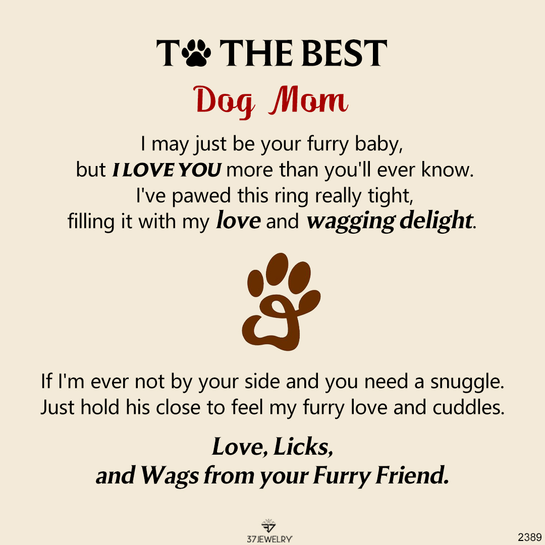 For Dog Mom - Love, Licks, and Wags Tiny Paw With Wings Ring