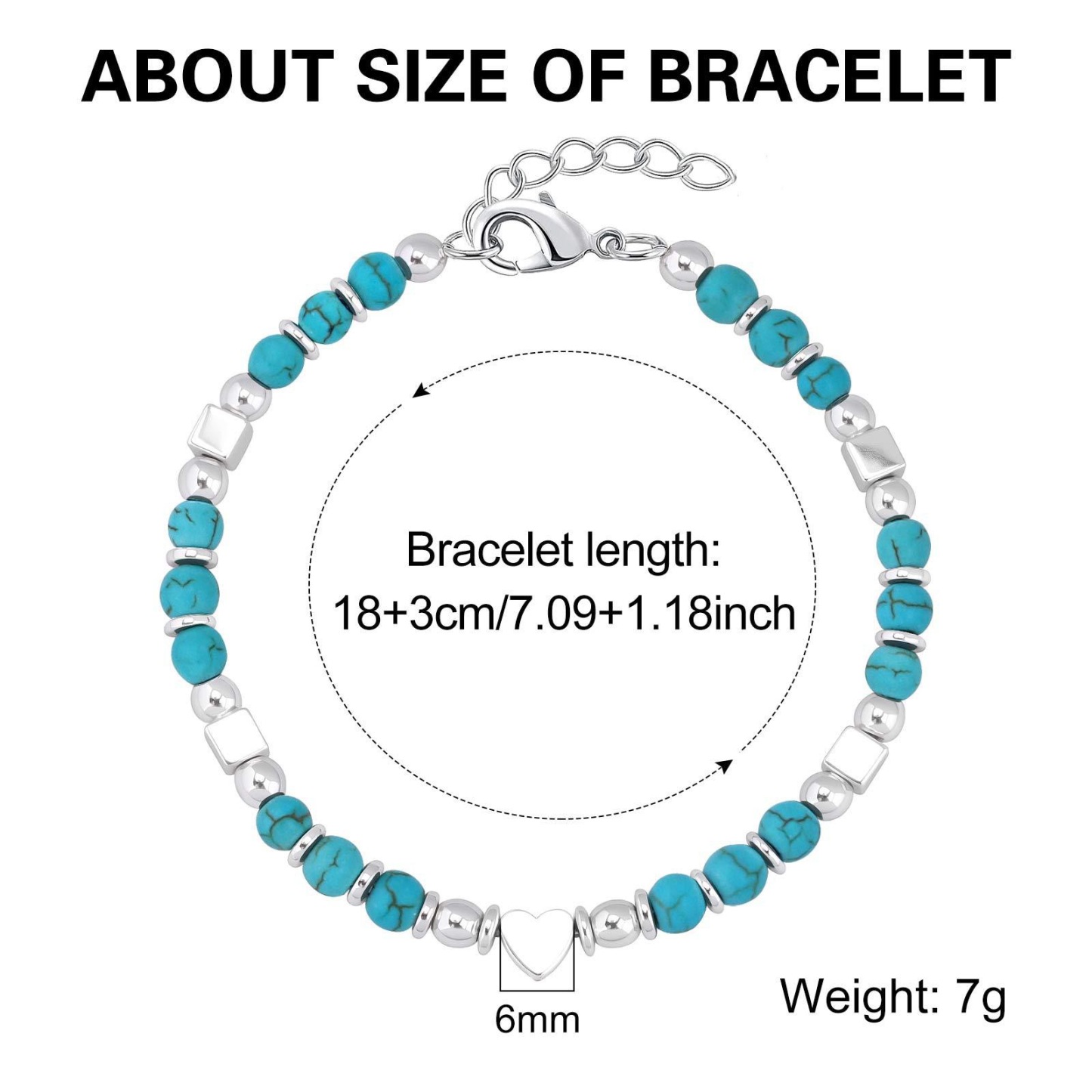 To My Granddaughter-Turquoise Heart Bracelet