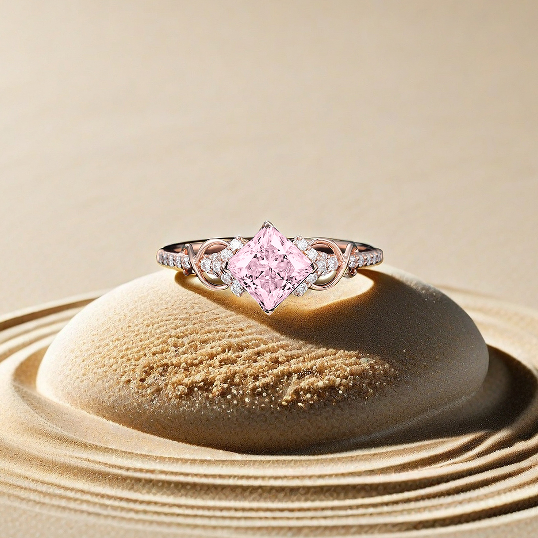 Breast Cancer Awareness- Cut Moissanite Ring