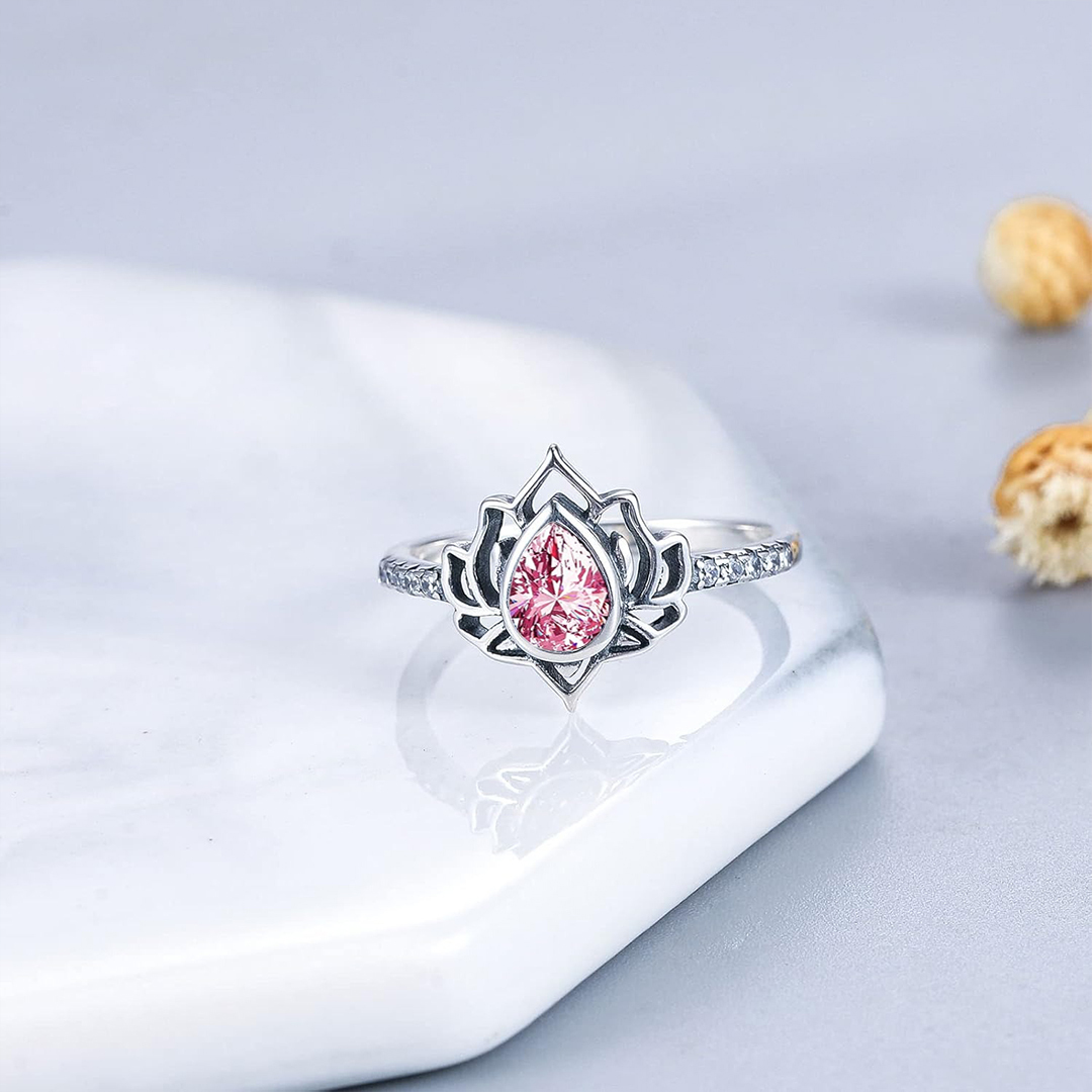I Wear Pink For Myself To Defeat Breast Cancer pink Lotus Flower Rings