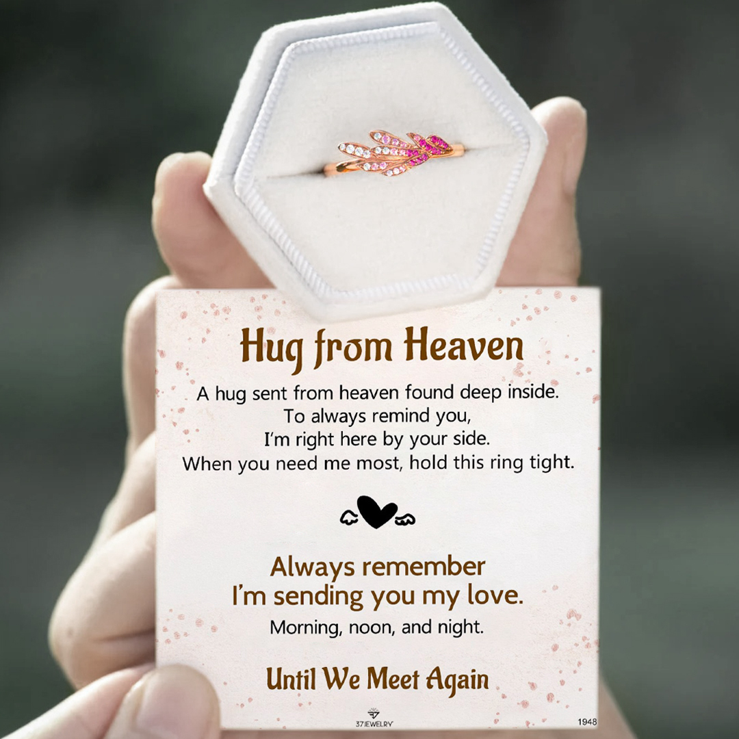 Hug from Heaven-Pink Diamond Angel Feather Ring