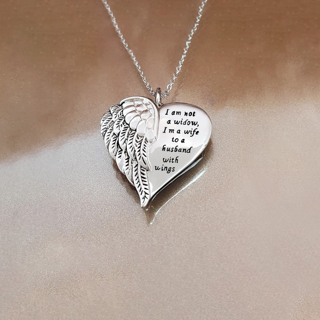 To My Husband in Heaven- Love Wings Engraved Necklace