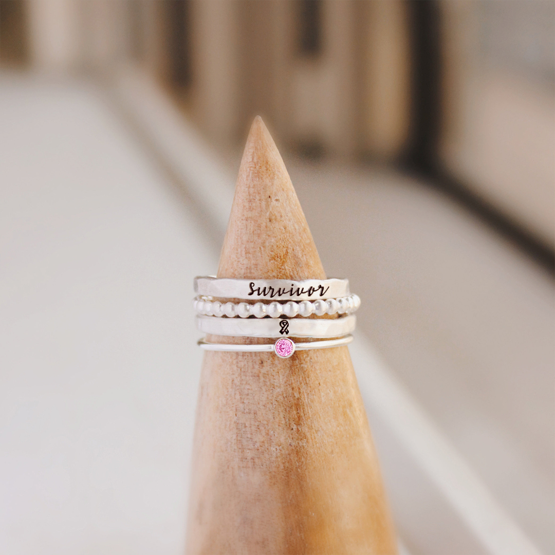 Breast Cancer Awareness-I Am Enough Four-layer stacking ring
