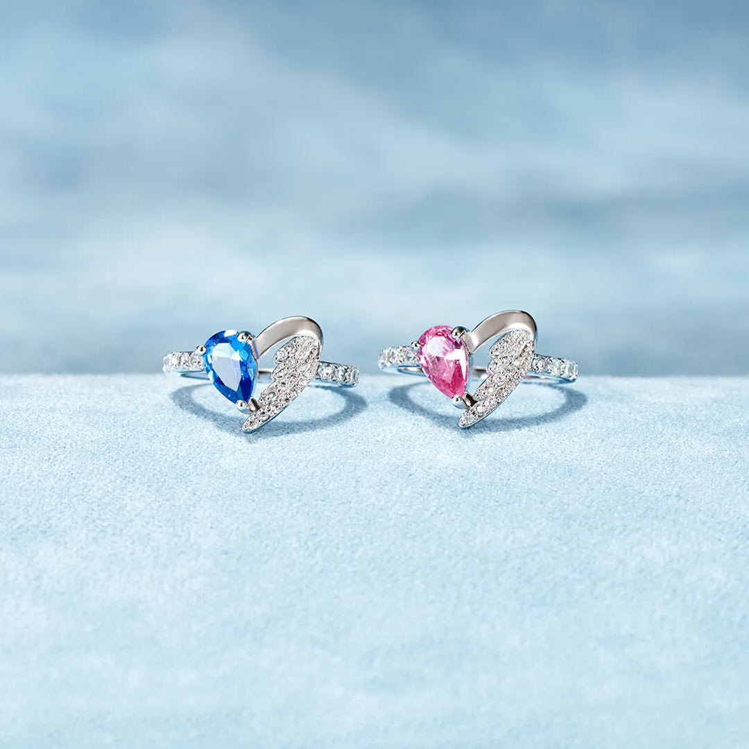 For Memorial - I am a mother to a son with wings Heart Wings Ring