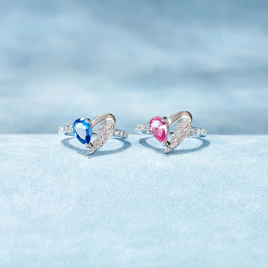 For Memorial - I am a mother to a son with wings Heart Wings Ring