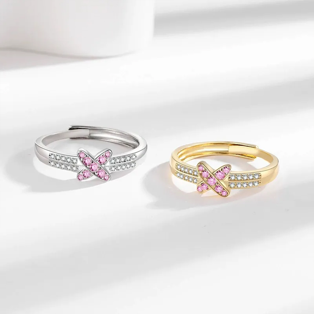 Breast Cancer Awareness-Pink Diamond Adjustable Ring