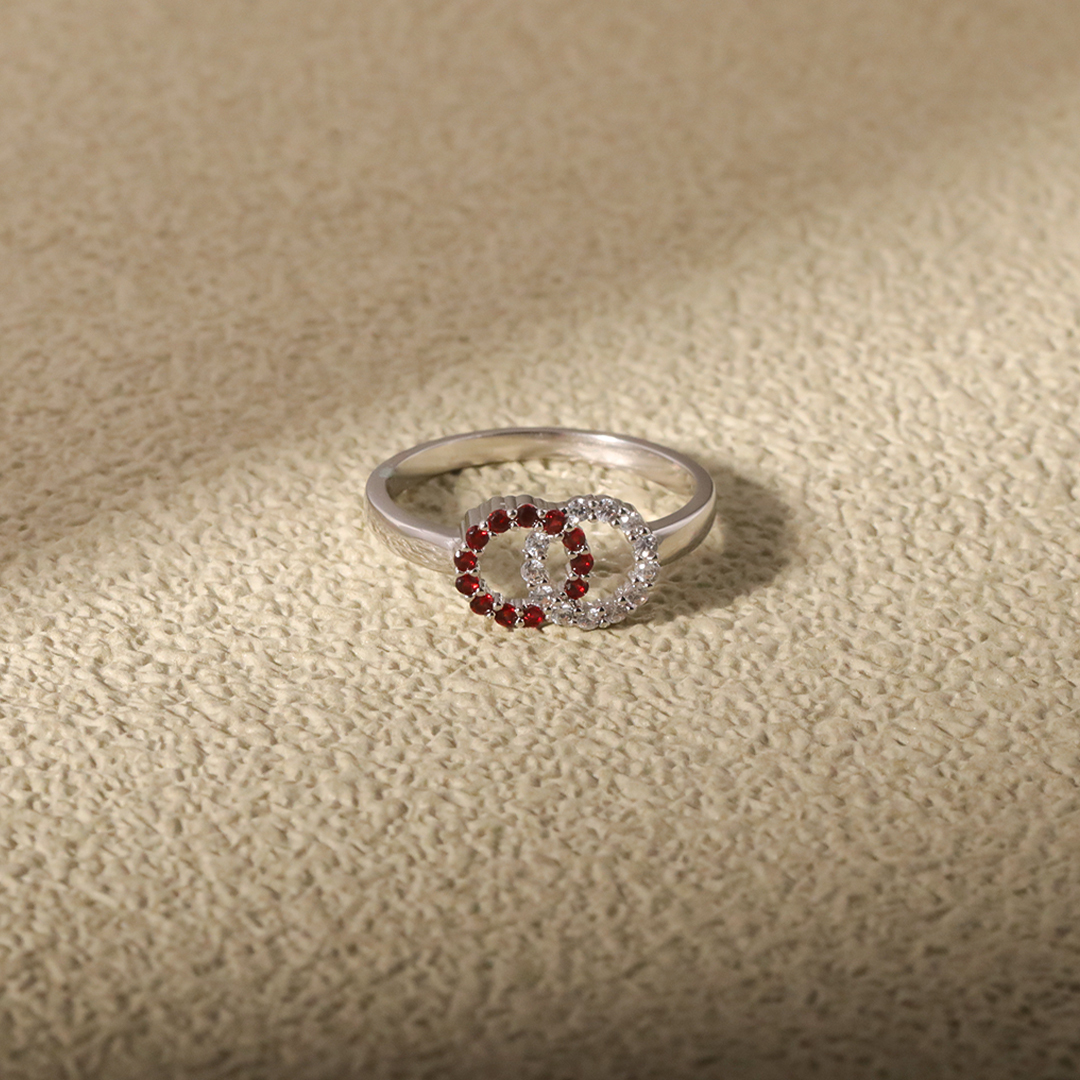 S925 Custom Birthstones Interlocking Diamond Ring