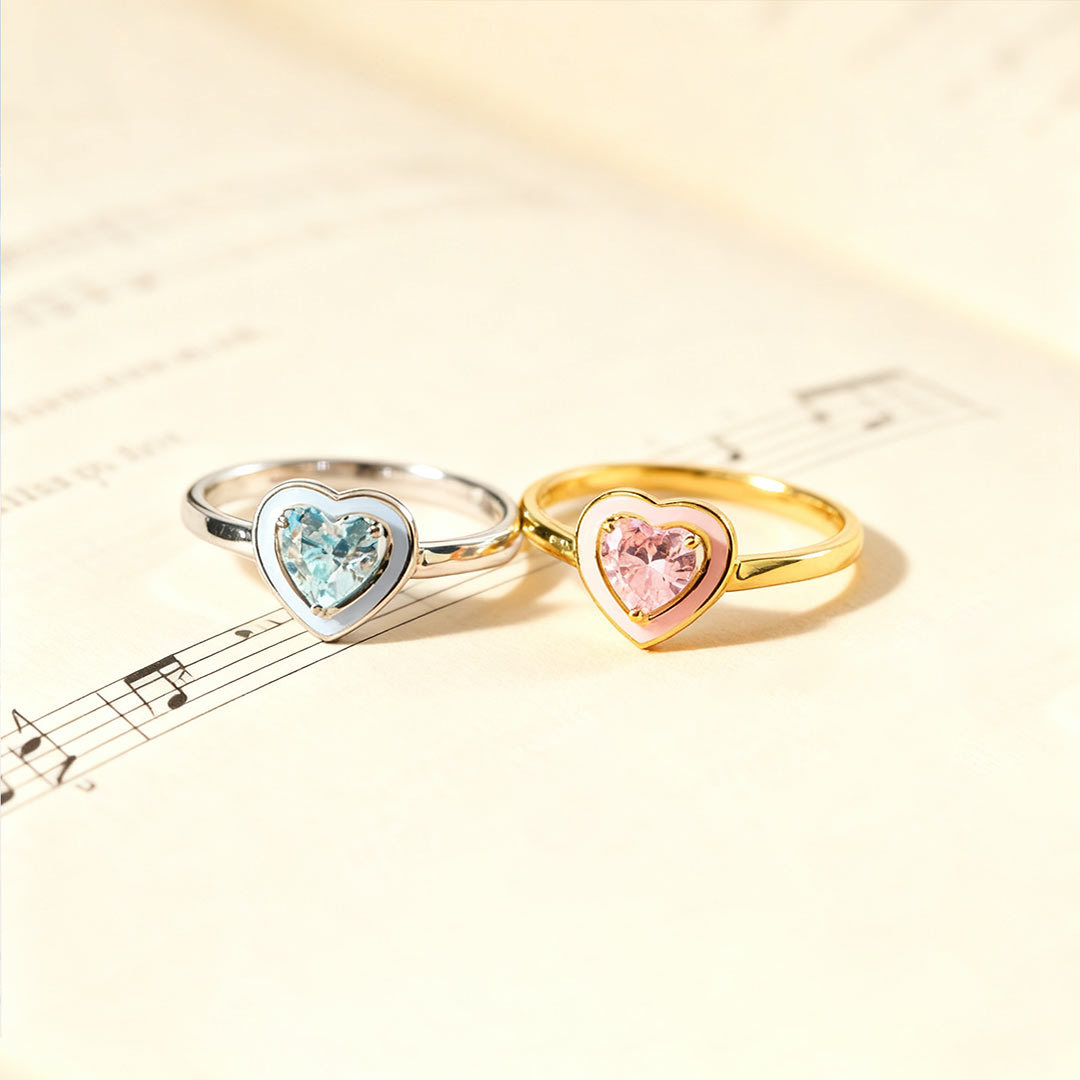 For Memorial - Mama Of An Angel Heart-shaped glaze ring