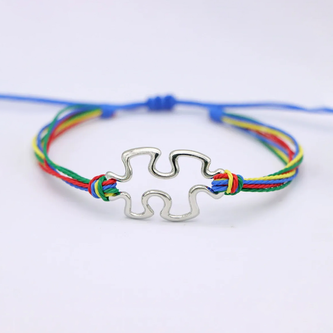 Autism Awarenss-Puzzle Colorful Braided Bracelet