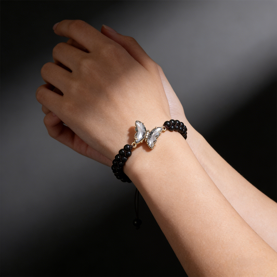 For Memory-Crystal Butterfly Woven Bracelet