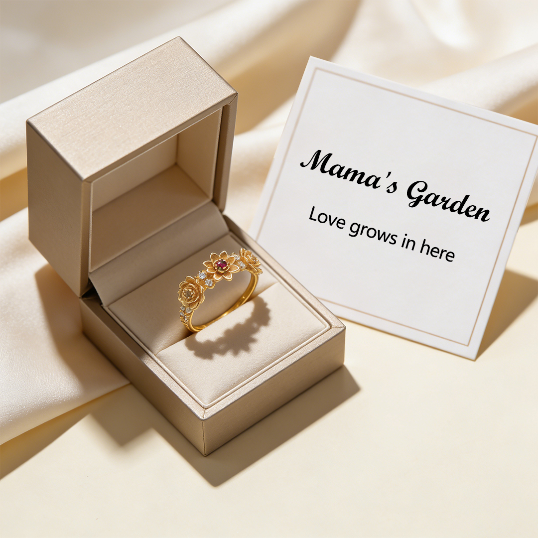 For Mom-3D Birth Flower Personalized Ring