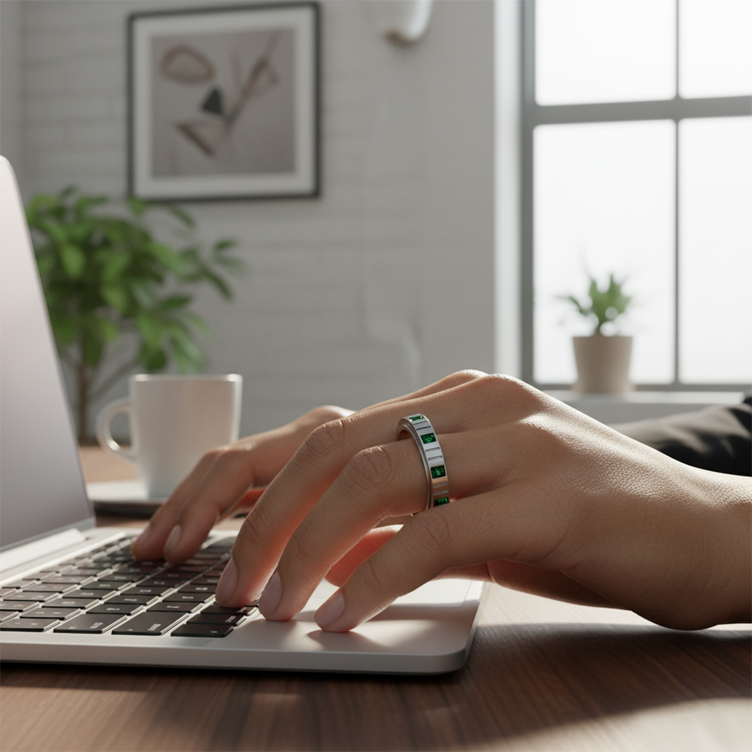 Anti-Anxiety-Green Gemstone Rotating Ring