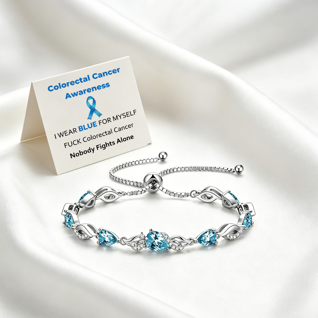 Colorectal Cancer Awareness-Blue Spaced Diamond Bracelet