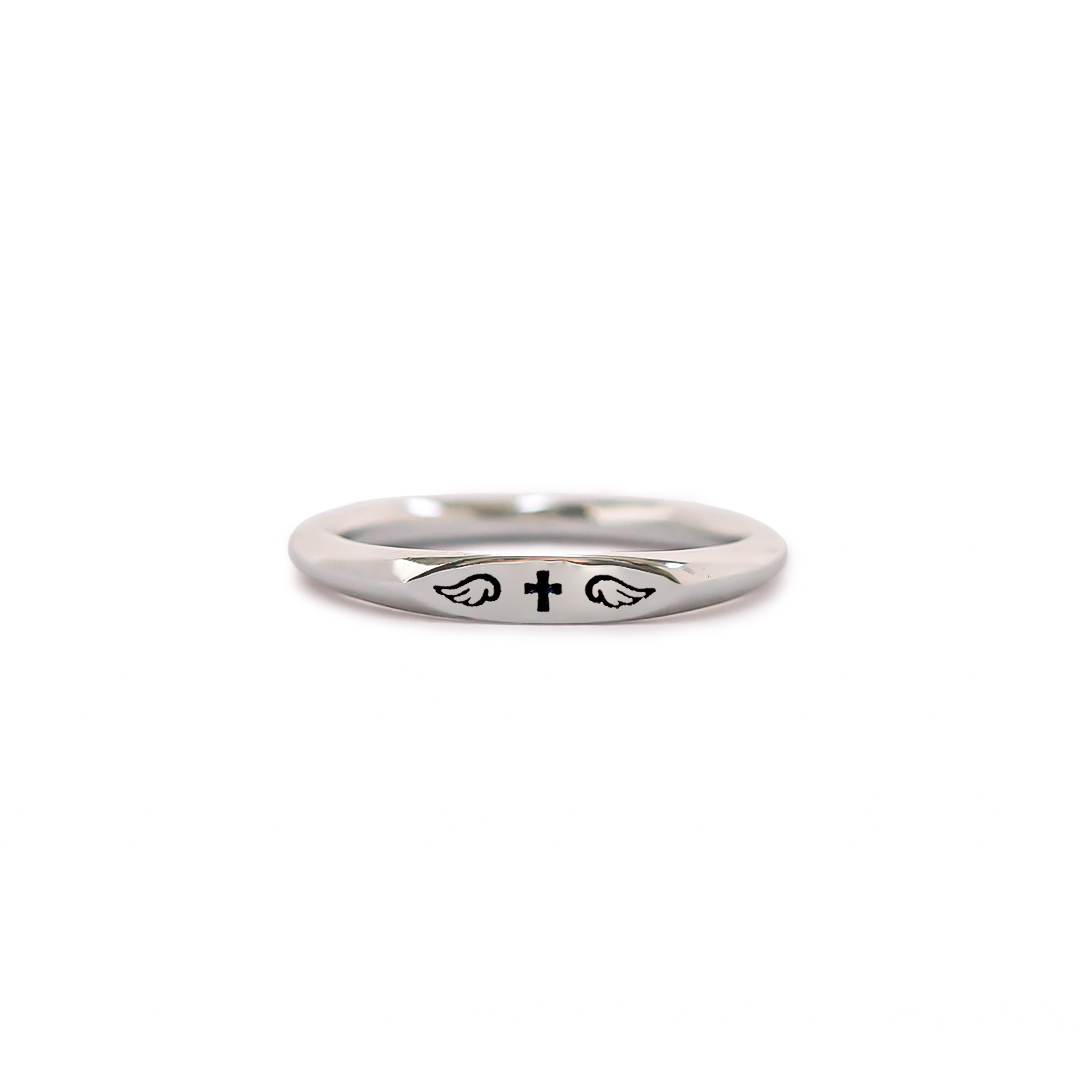 "Irish Blessing" Cross Ring With Wings