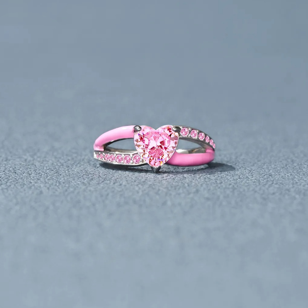 I Wear Pink For My Mother Pink Heart Ring