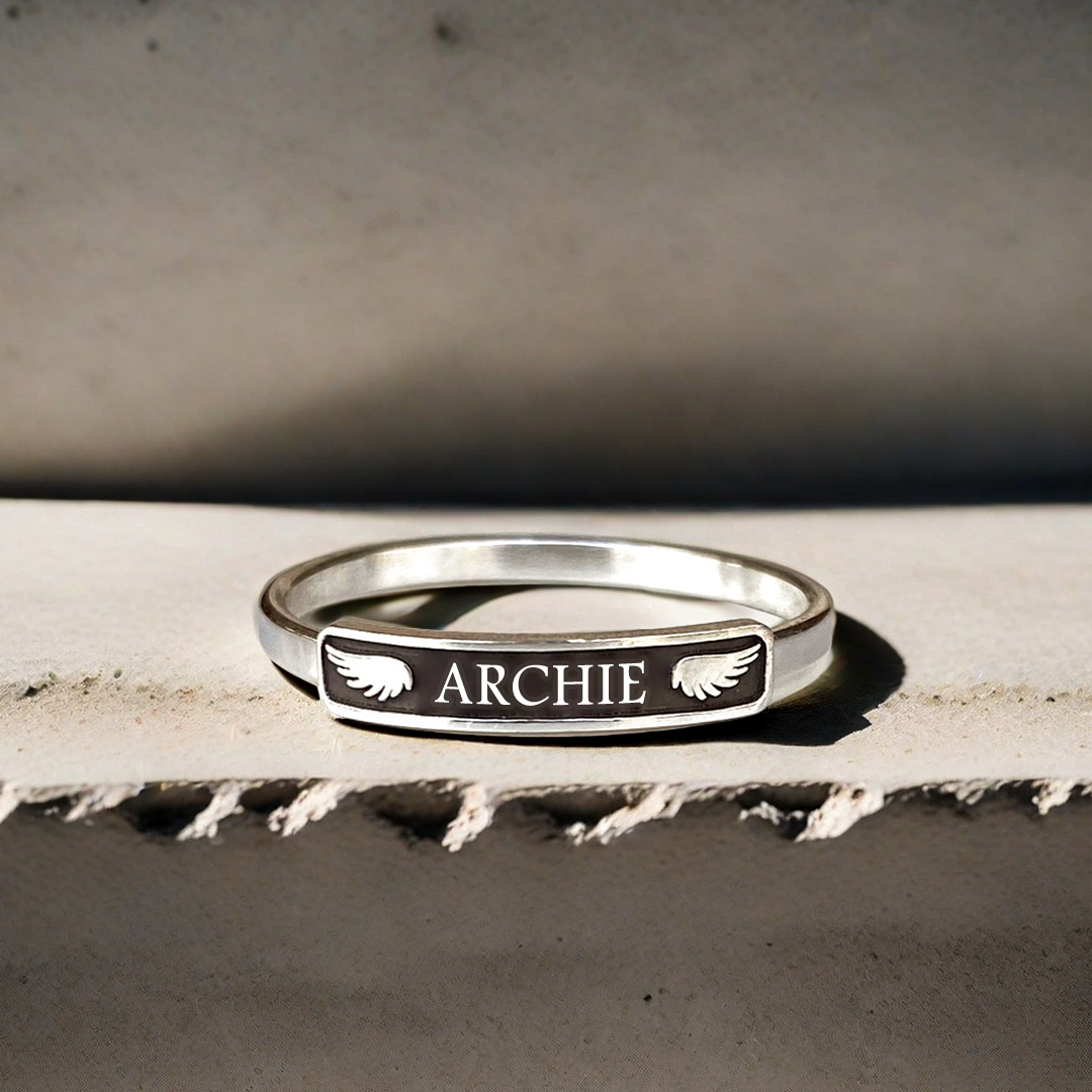 S925 I’M A Mother To A Son With Wings Custom Name Ring