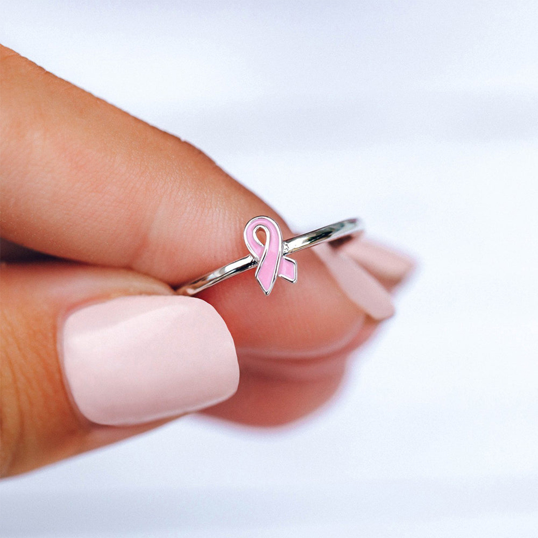 Breast Cancer Awareness- Pink ribbon thin Ring