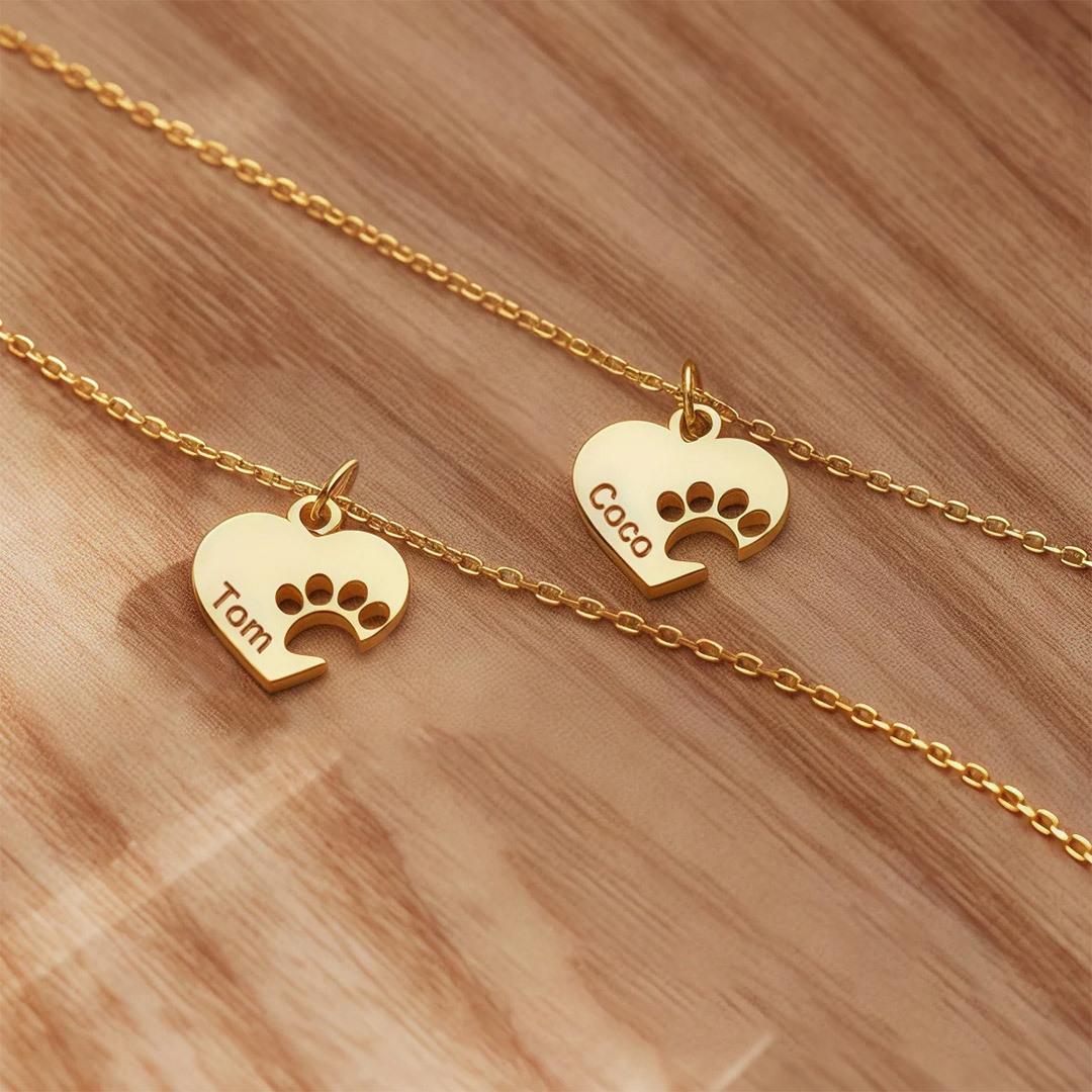 To My Furbaby in Heaven-Paw print heart name customized necklace