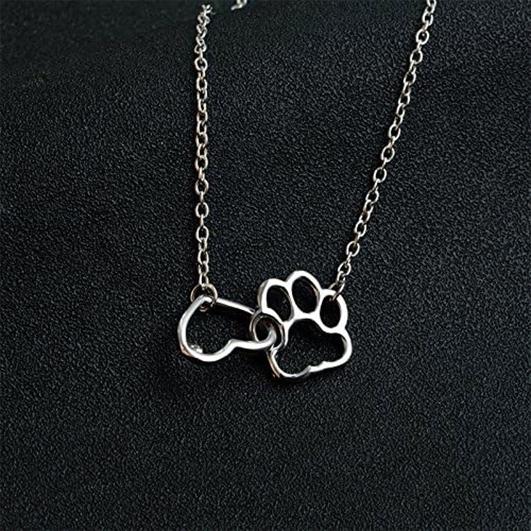 To My Furbaby in Heaven Paw Print Love Heart Necklace