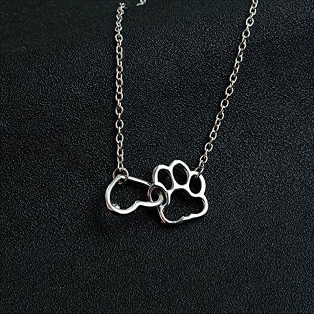 To My Furbaby in Heaven Paw Print Love Heart Necklace