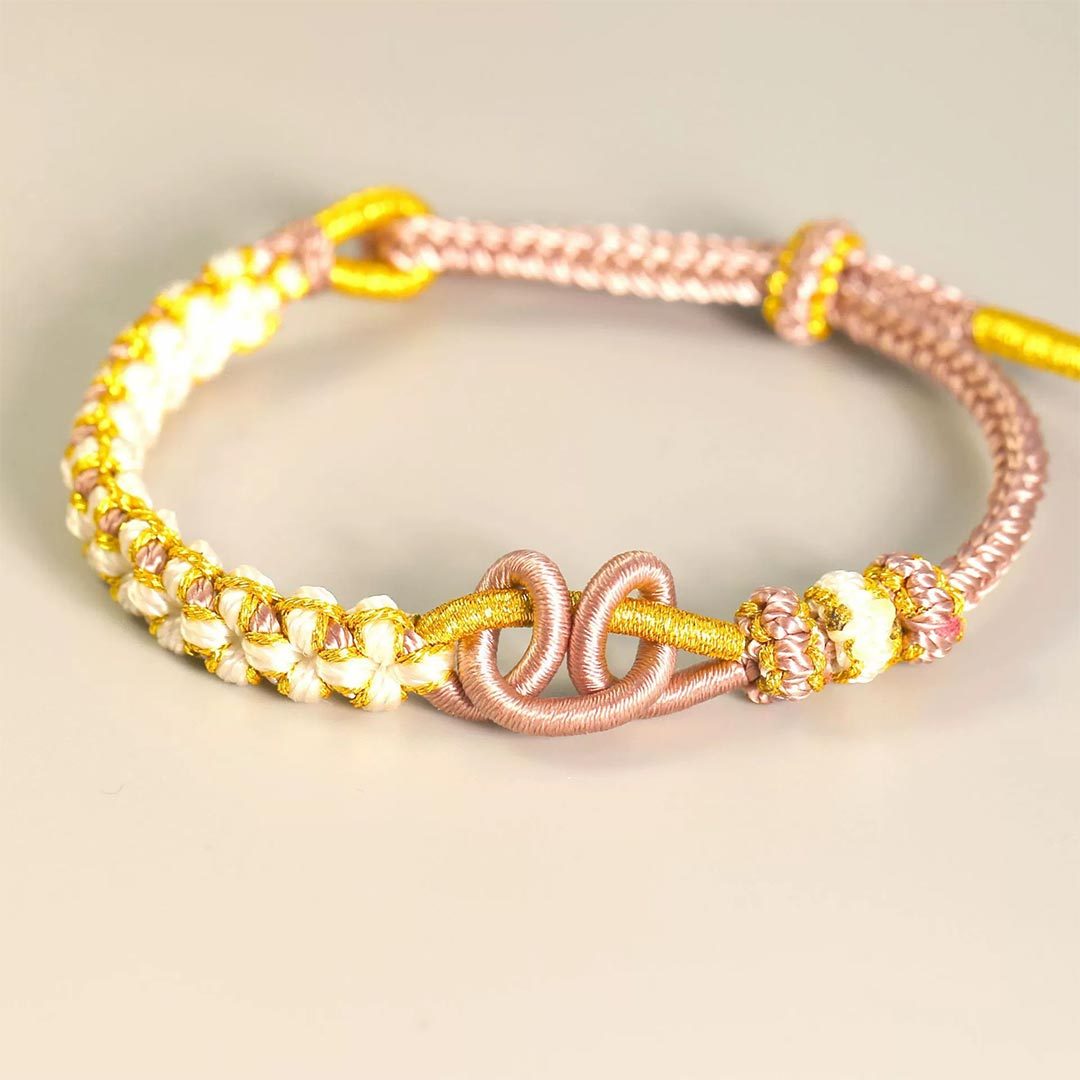 For Granddaughter - A Link That Can Never Be Undone Peach Blossom Knot Bracelet