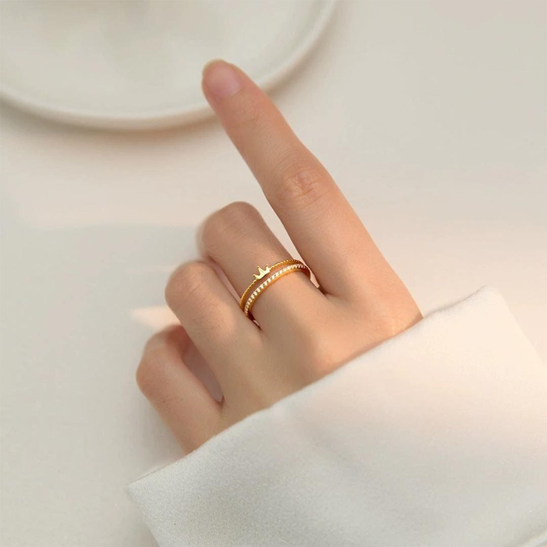 To My Granddaughter-Double Open Crown Ring