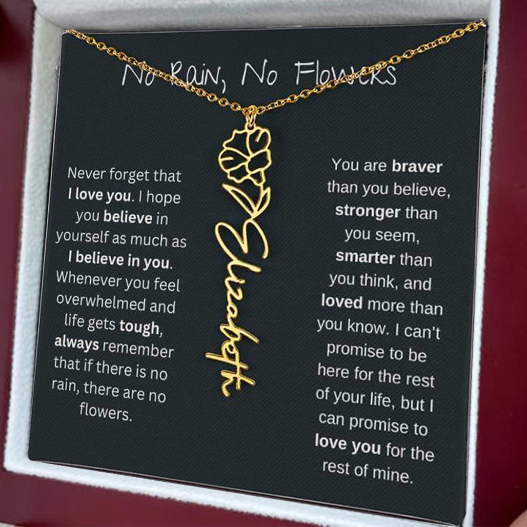 Build Your Own Bouquet Birthday Flower Name Custom Necklace