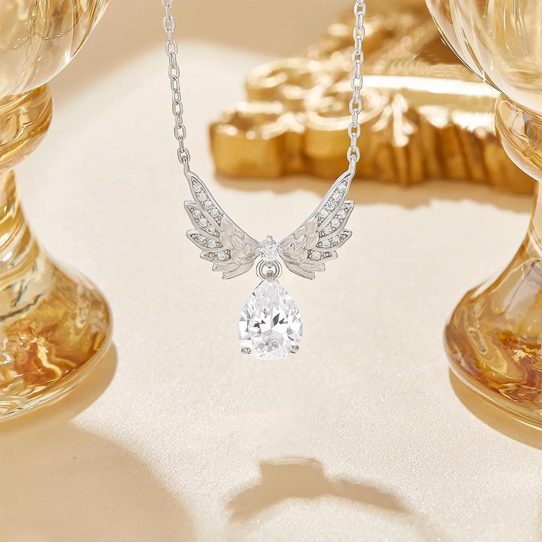 Winged Teardrop Birthstone Necklace