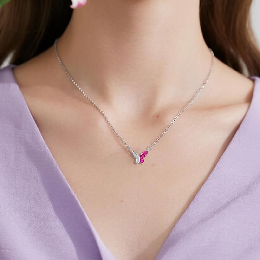 Pink Half Butterfly Necklace
