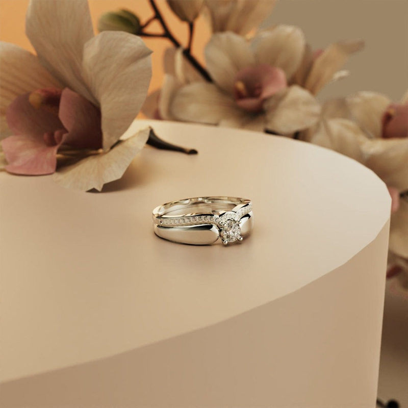 For Memorial - Until We Meet Again Single Diamond Wing-Stacking Ring