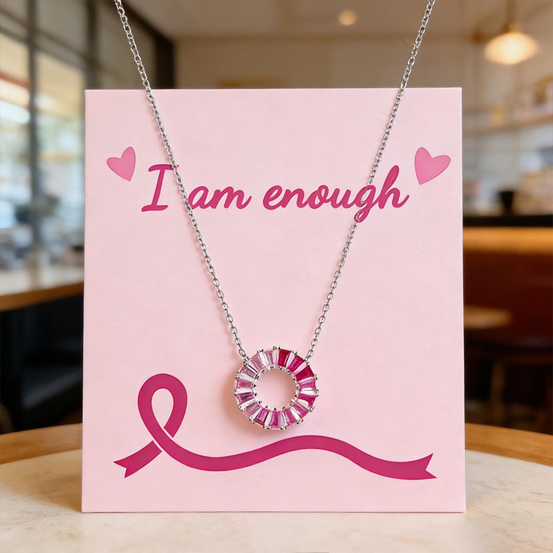 Breast Cancer Awareness-Pink Gradient Circle Necklace