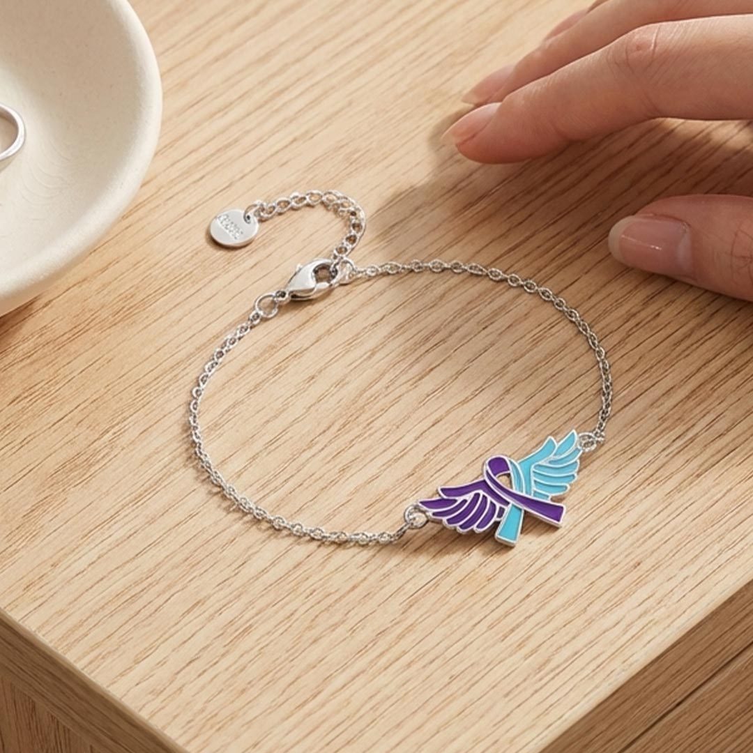 Suicide Prevention Awareness-Blue Purple Wing Ribbon Bracelet