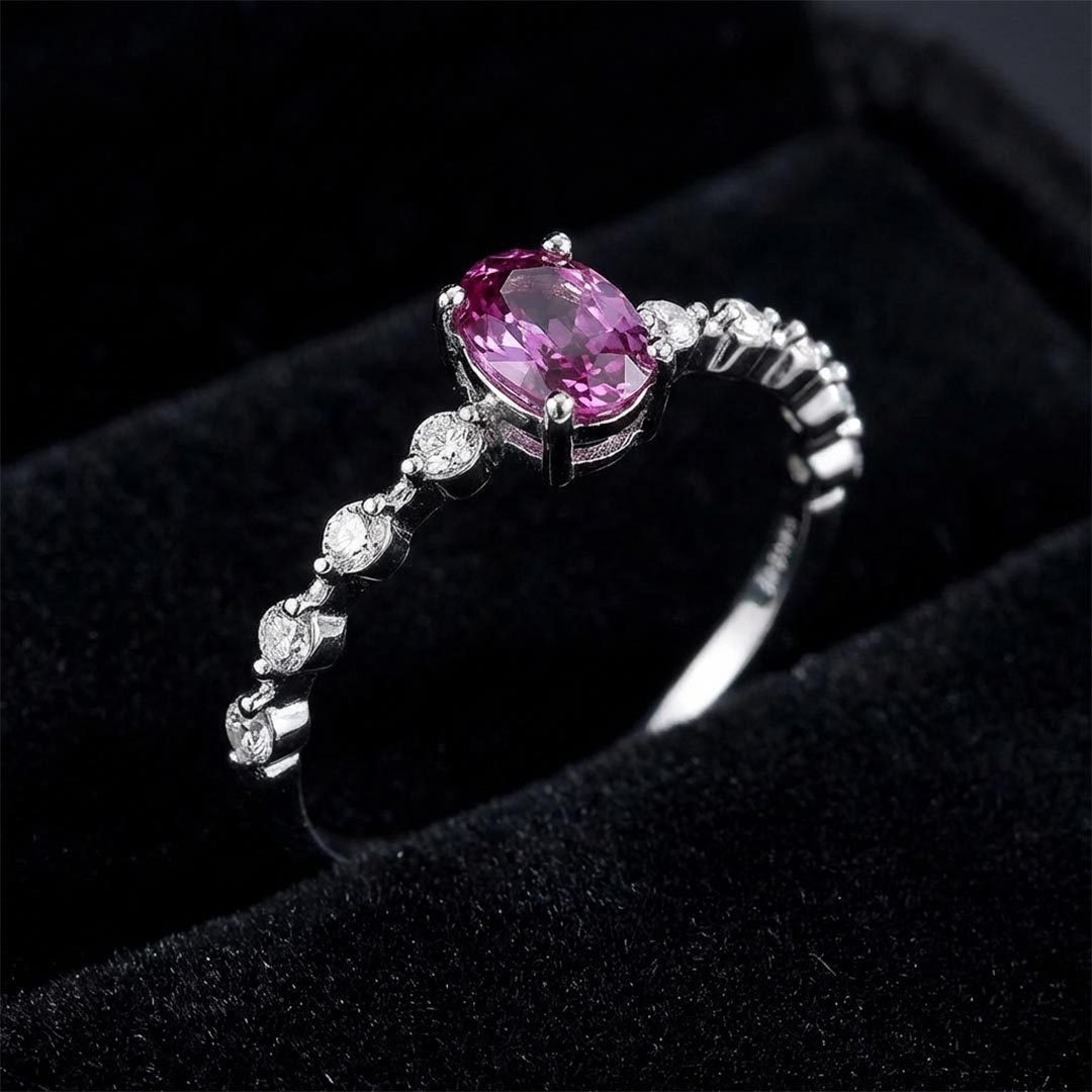 Alzheimer Dementia Awareness-Oval Purple Diamond Ring