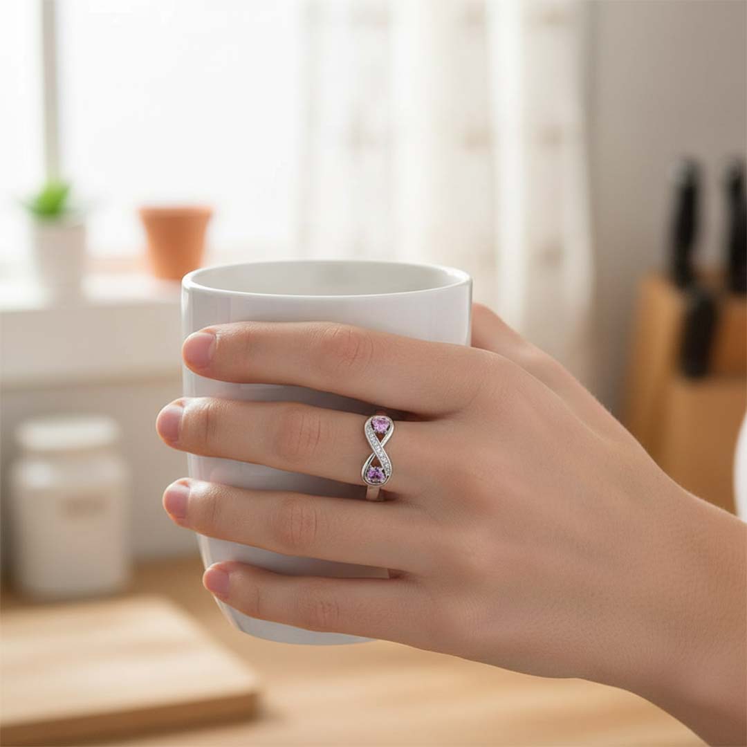 Mother&Daughter-Infinity Two Birthstone Ring